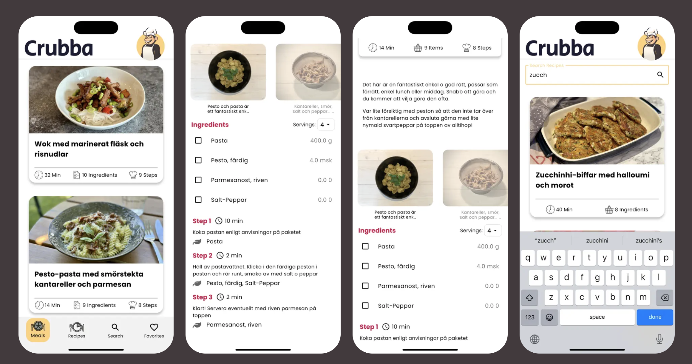 Crubba Meal Planning App