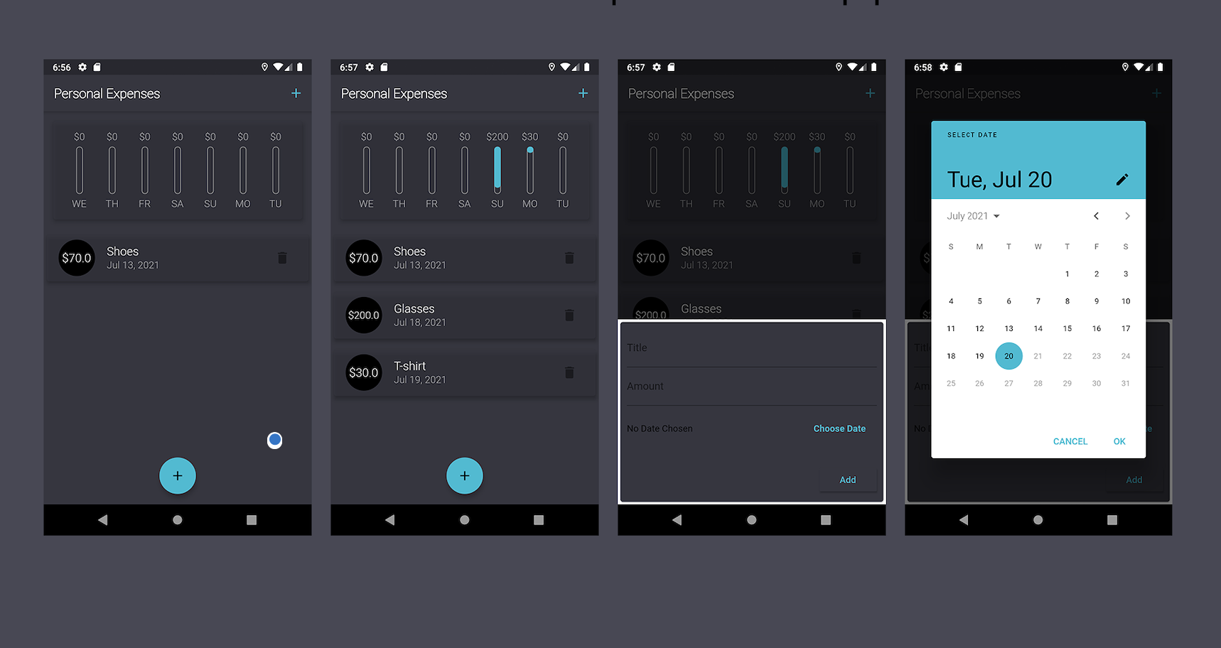 Flutter project personal expenses app
