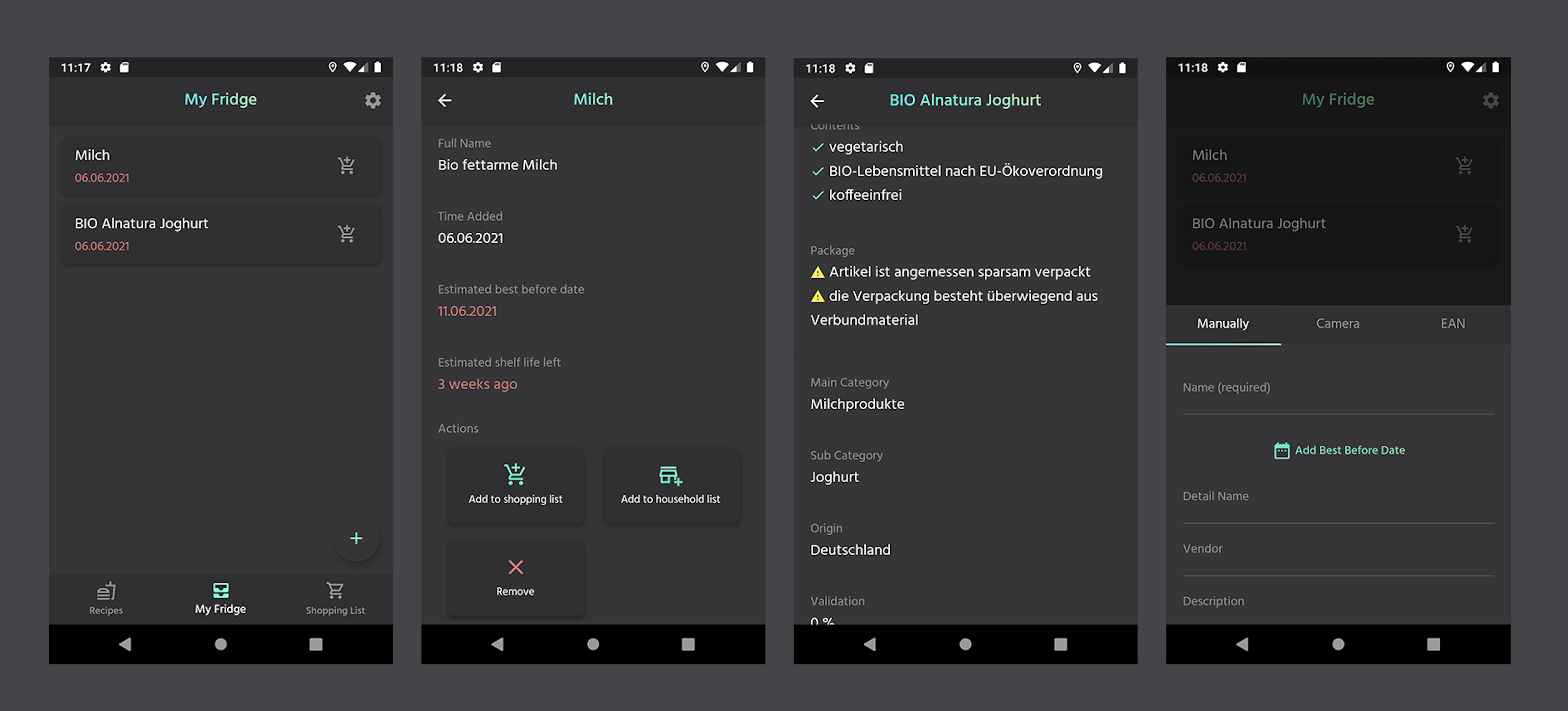 Flutter project scaneat, a fridge app